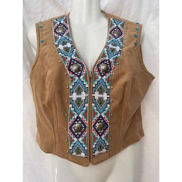 Winners Circle Beaded Show Vest Women's Small Horse Riding Native American Studs - Picture 1 of 15